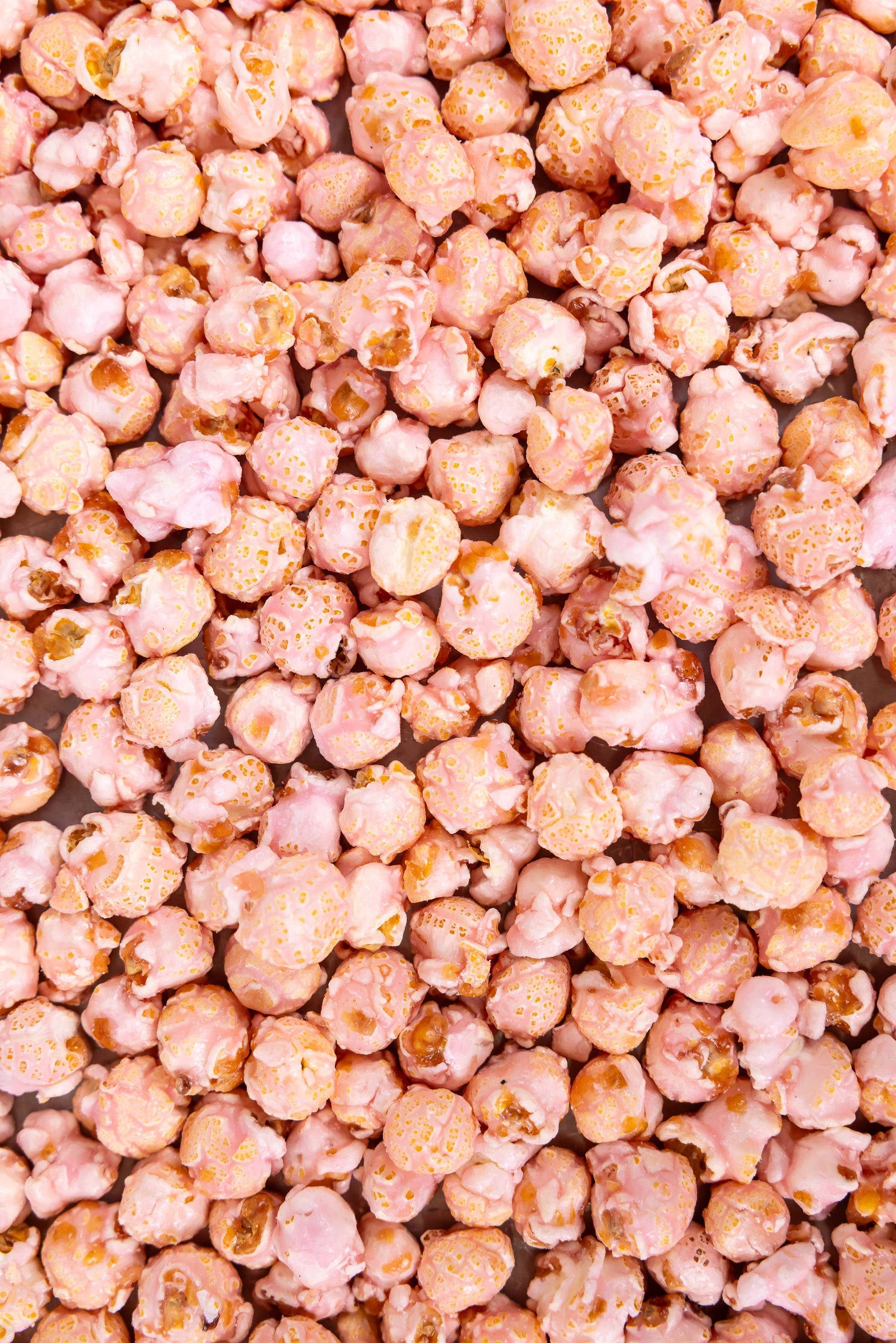 Glossy pink-coated Cotton Candy Popcorn, limited-edition, available in small and large sizes.