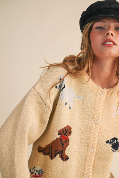 Knit Dog & Star Sweater Cardigan