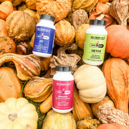 The Weight Loss Bundle includes three No Crap In It supplement bottles: FIT, DETOX, BERBERINE. Sizes available: 60 ct each.