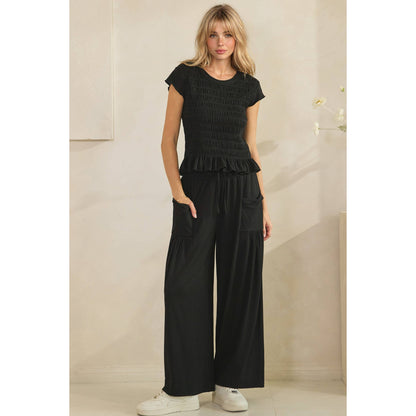 Boho Black Smocked Lounge Set