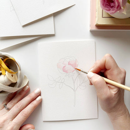 Garden Flowers Paintable Notecards (Set of 8), white, pencil-sketched flowers for painting; available in standard size.