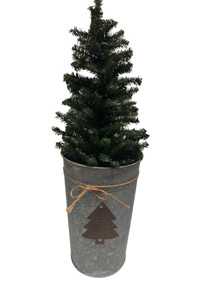 Bucket with Christmas Tree