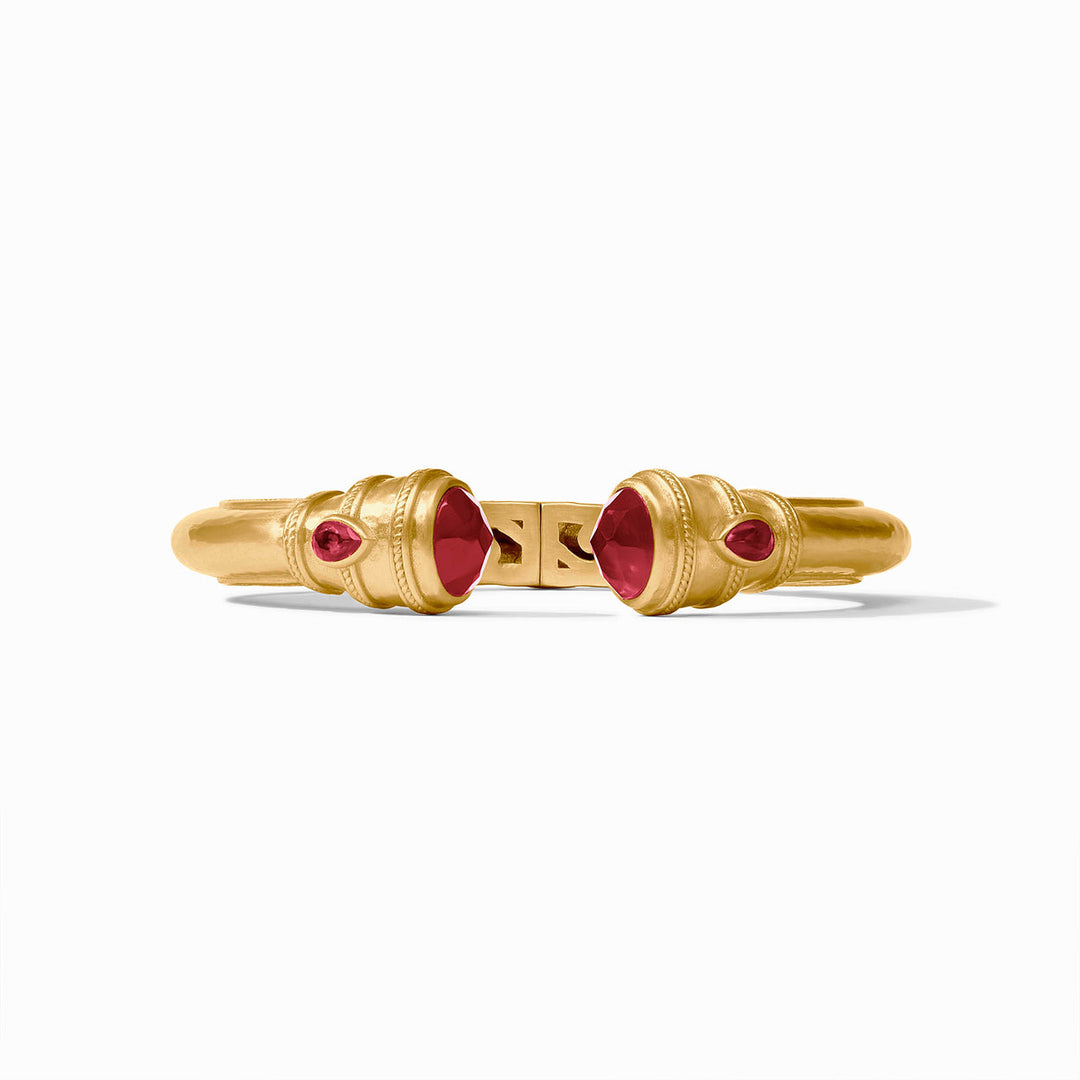 Julie Vos Cannes Demi Cuff with pear-cut red stones. Available in sizes S, M, L.
