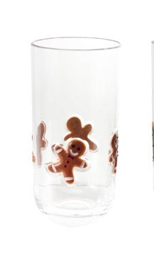 18oz acrylic holiday glass with gingerbread man print.
