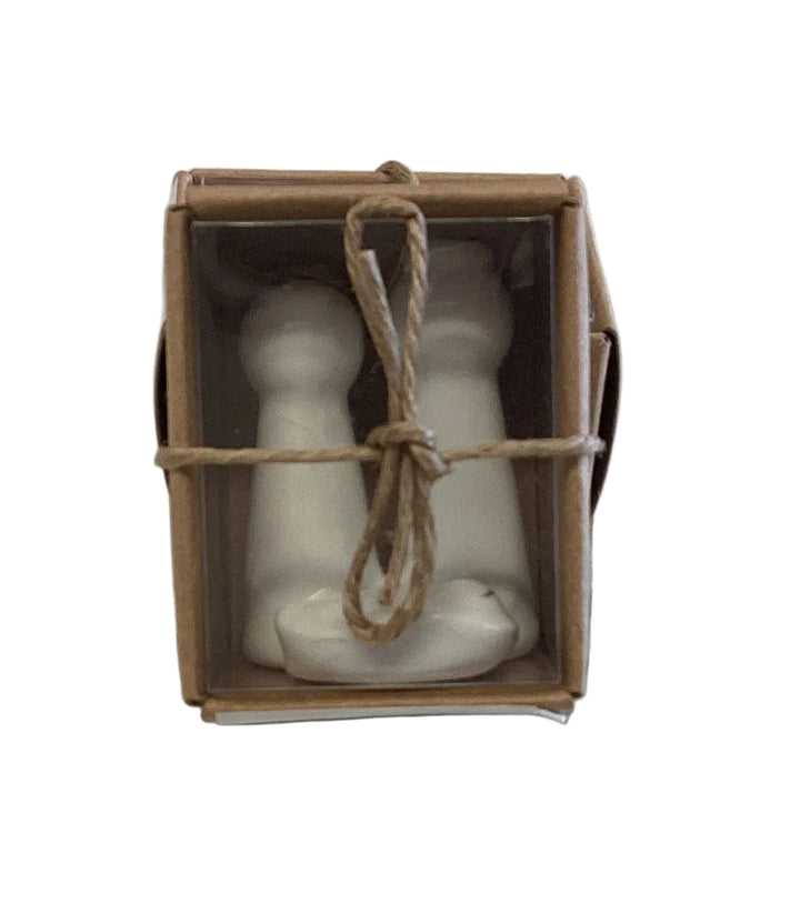 Small white ceramic figures, Ceramic Pocket Nativity set.