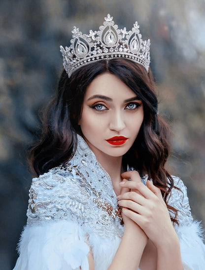 Queen Crown: gold-toned, jewel accents. Available in S, M, L. White embroidered cloak not included.