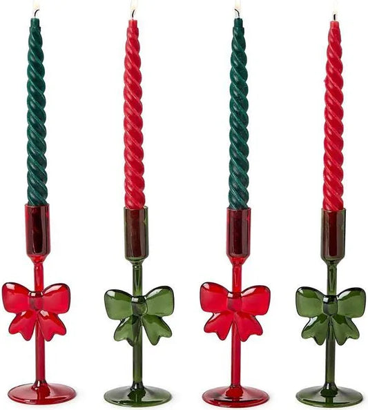 Set of 2 Bow Taper Candleholders
