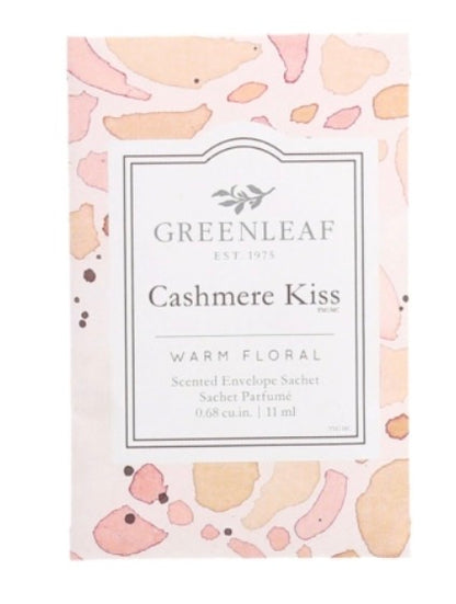Small Cashmere Kiss Scented Sachet with pale pink and peach abstract design, 0.68 cu. in. (11 ml), warm floral scent.