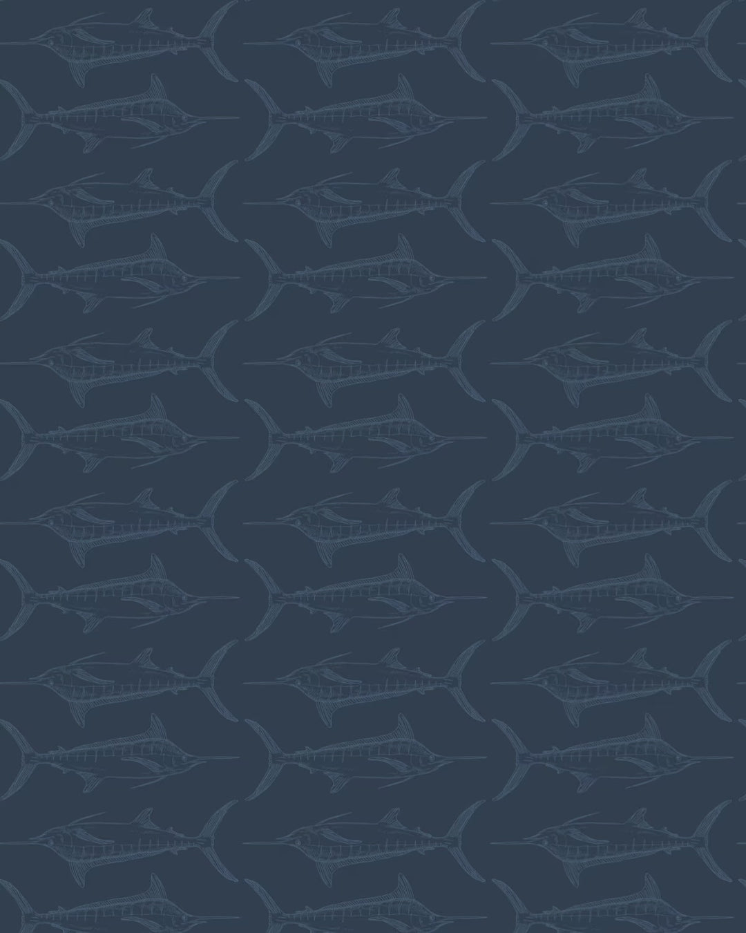 Men’s Big Catch Performance Polo Blue with blue marlin outline pattern, available in sizes S-XXL.