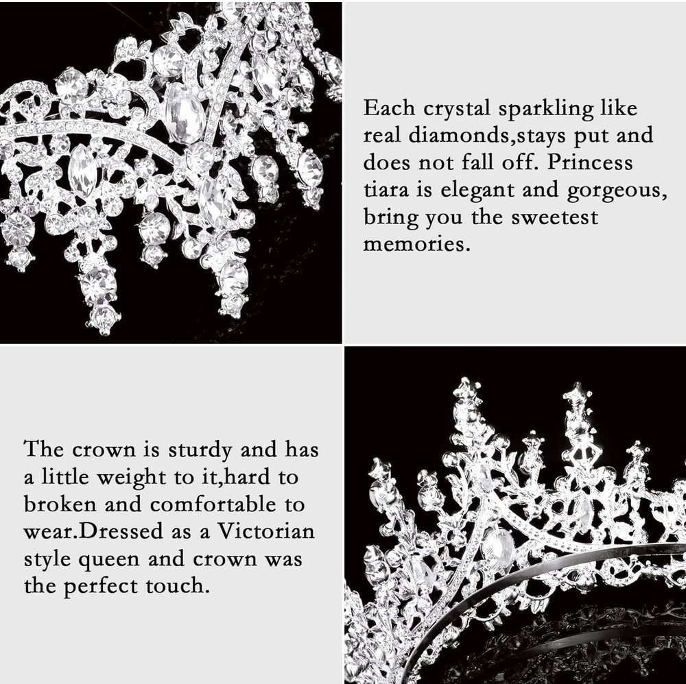 The Princess Crown: sparkling crystal tiara with sturdy, comfortable design. Victorian style. Available in S, M, L sizes.