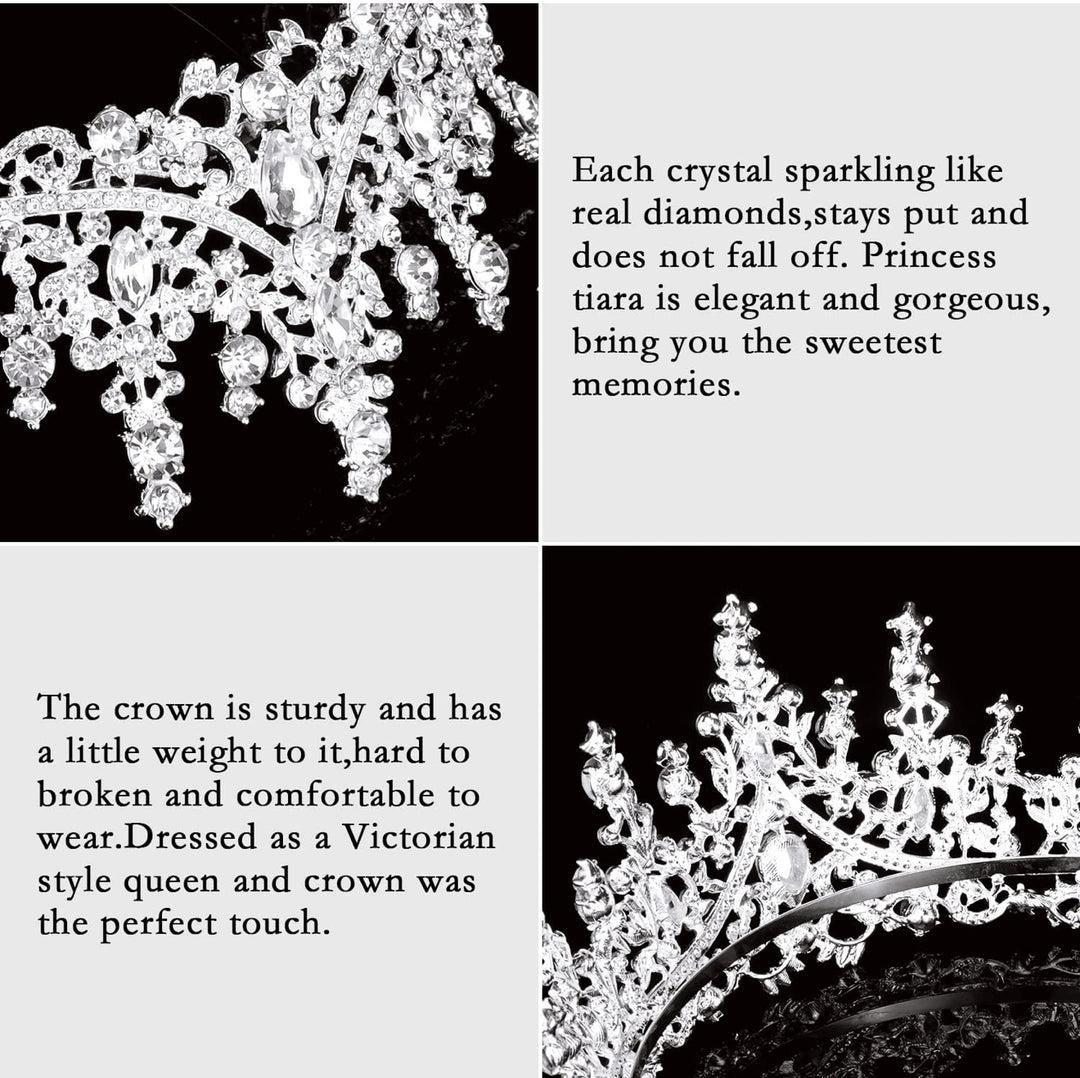 The Princess Crown: sparkling crystal tiara with sturdy, comfortable design. Victorian style. Available in S, M, L sizes.