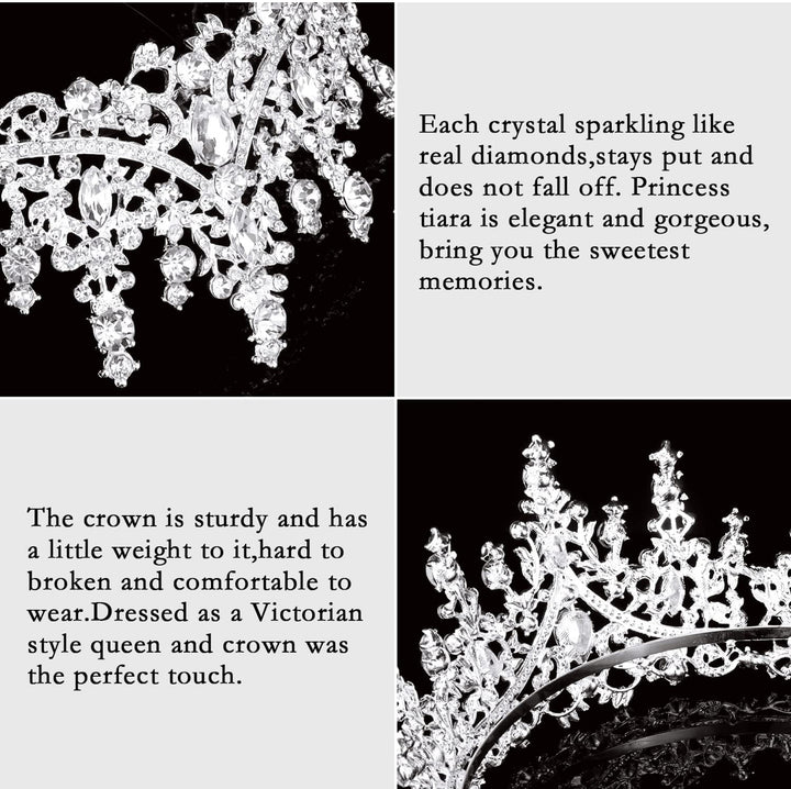 The Princess Crown: sparkling crystal tiara with sturdy, comfortable design. Victorian style. Available in S, M, L sizes.