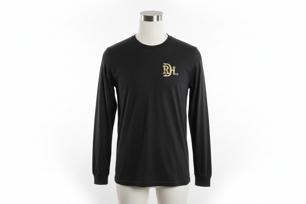 Black Western shirt with small beige "RH" logo on left chest. Available sizes: S, M, L, XL, XXL.
