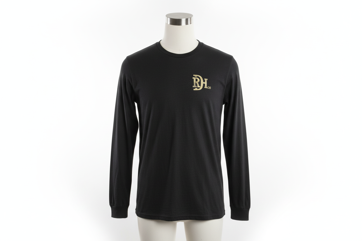 Black Western shirt with small beige "RH" logo on left chest. Available sizes: S, M, L, XL, XXL.
