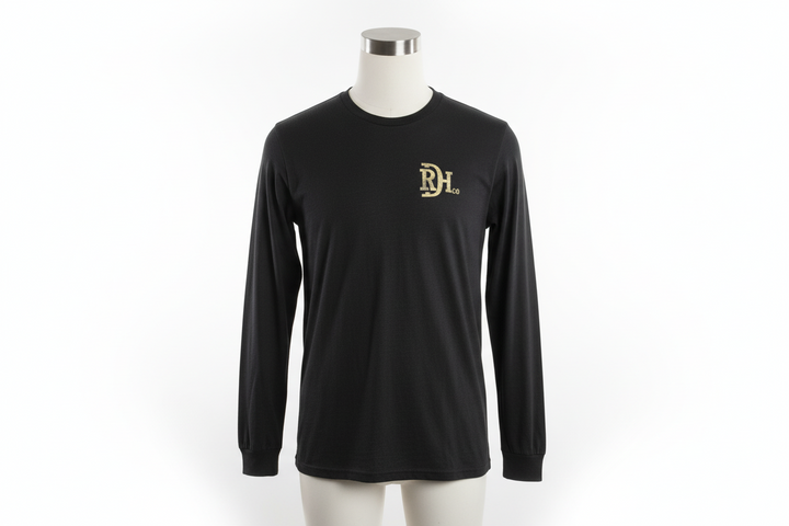Black Western shirt with small beige "RH" logo on left chest. Available sizes: S, M, L, XL, XXL.