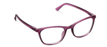 Gloria - Fuchsia eyeglasses with rectangular lenses, purple frames, anti-reflective coating. Available in multiple sizes.