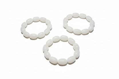 Oval Stone Stretch Bracelet with oval white stones, stretch design. Available in S, M, L.