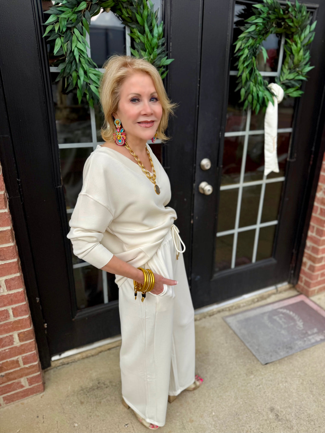 Hazel Ivory Top in cream CloudSilk™ modal blend, available in sizes XS–XL.