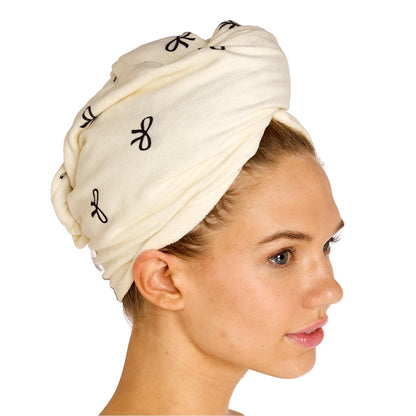 Noir Coquette Terry Cloth Hair Towel Wrap and Face Towel Set