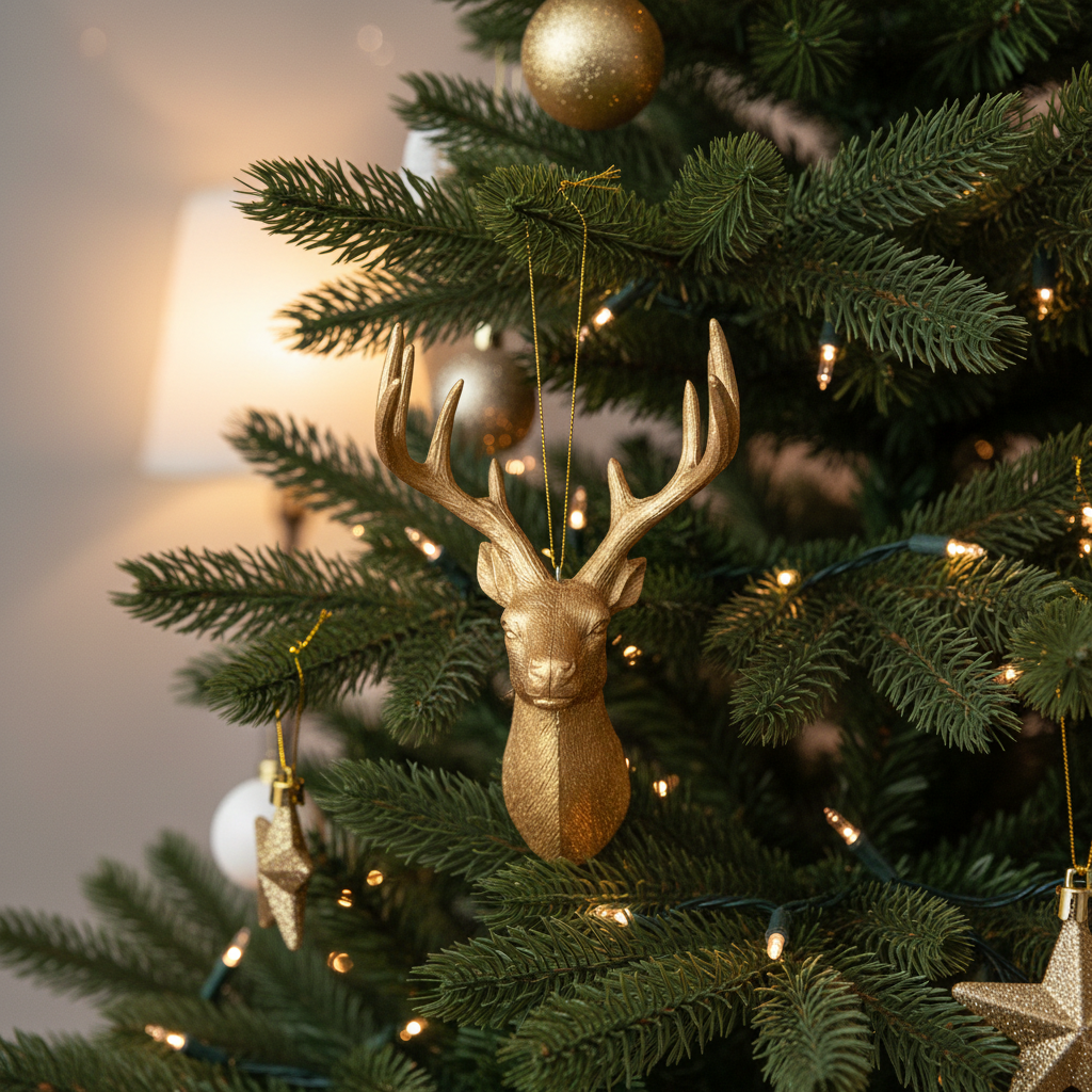 Gold Deer Bust Ornament.