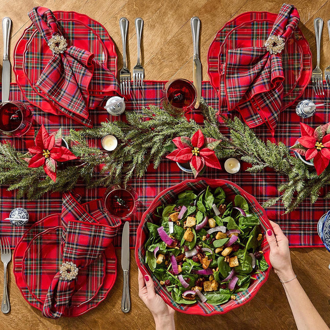 Tartan Traditions Double Sided Table Runner in reversible red and green tartan plaid.