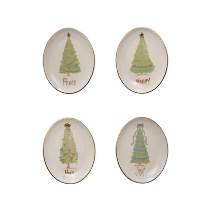 Oval Stoneware Dish Christmas Tree | 4 Styles