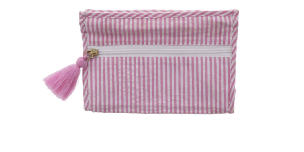 Blush Seersucker Cosmetic Bag