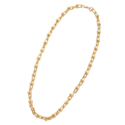 U Linked Gold Dipped Necklace with rectangular and oval links in gold finish, 18-inch length.