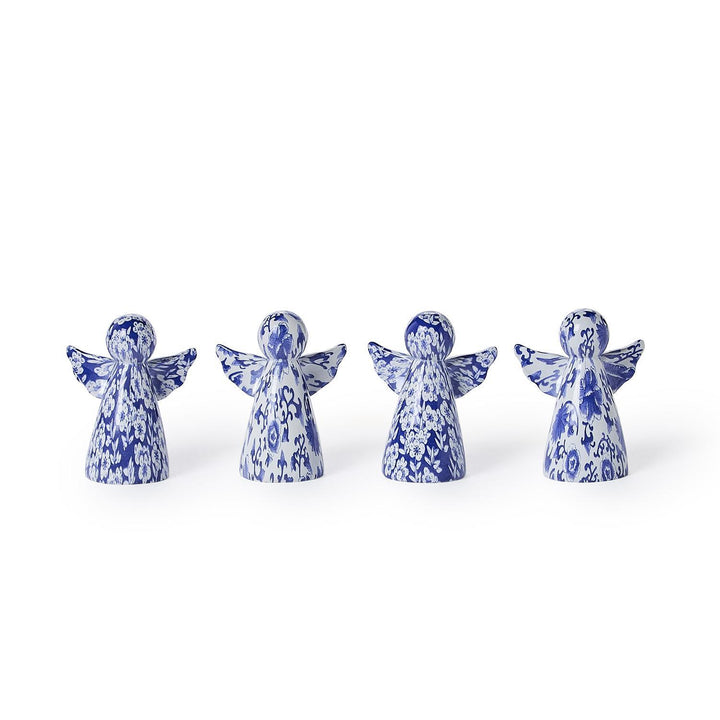 Four small Blue &amp; White Angel Figures.