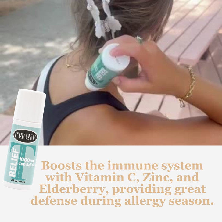 CBD Relief Roll On for targeted muscle comfort, available in 30ml and 60ml sizes. Perfect for allergy season relief.