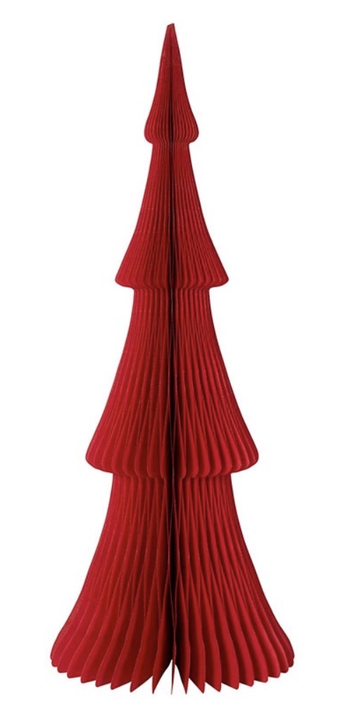 24-Inch Red Handmade Paper Tree Decor, an accordion-folded paper Christmas tree.