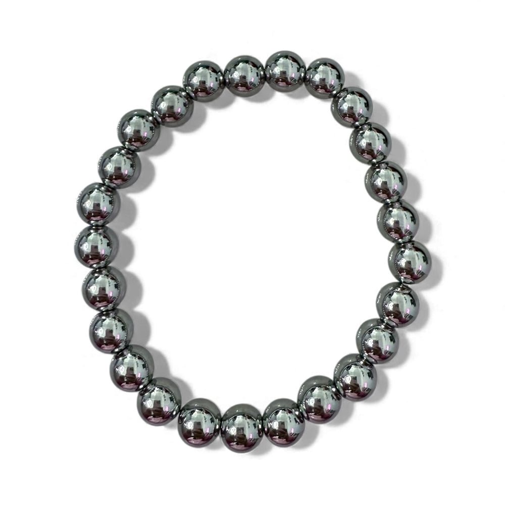 Stainless Steel Ball Beaded Stretch Bracelet with shiny round beads. Available in 6-inch, 7-inch, and 8-inch sizes.