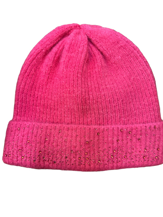 Knit Hat with Crystal Hotfix Detail