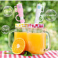 two-part product. 
1. Mason Jar Glass Set: Two robust mason jar glasses with solid handles.
2. Straw Cover Caps: Comes with one pink and one white cap, specially designed to hold straws securely for leak-free sipping.
Size: Each mason jar has a generous capacity of 16 ounces.