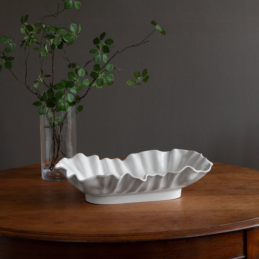 Vida Bloom Extra Large Oval Bowl in white, available in multiple sizes, with an elegant, smooth oval shape.