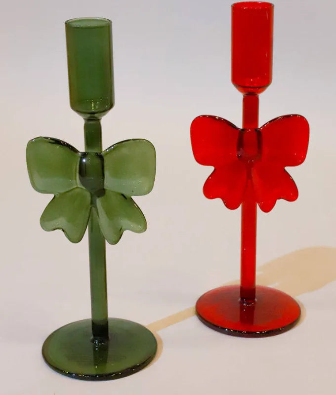Set of 2 Bow Taper Candleholders