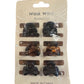 Mini Bow Hair Clip Sets card with six small clips (3 black, 3 brown), two columns. "Made in China" text. Sizes not listed.
