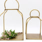 Set of two antique gold metal lanterns, available in large and small sizes.