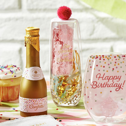 Stemless Champagne Glass with Bath Confetti