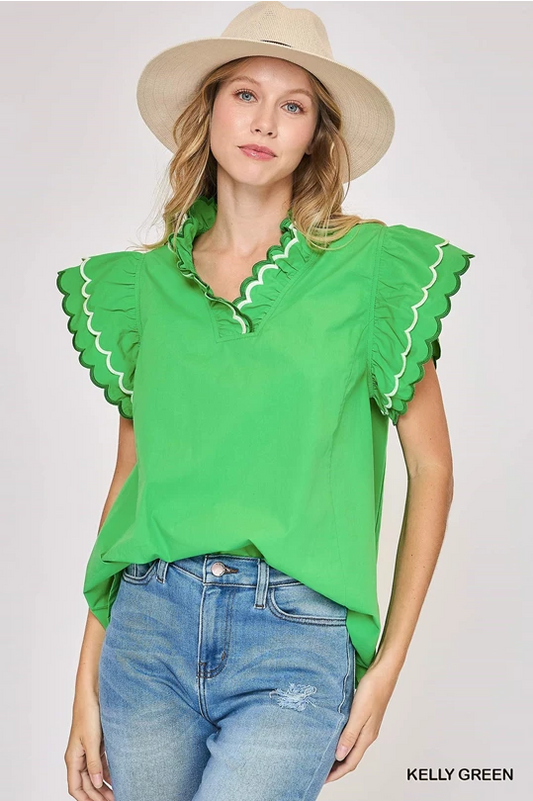 Scalloped Neckline Top