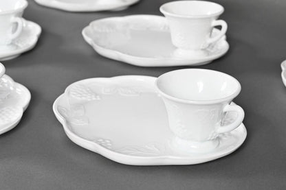Milk Glass Snack Plates and Cups