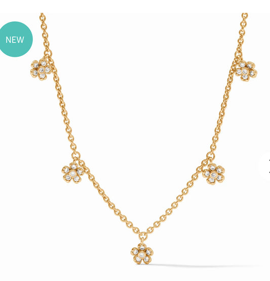 Laurel Delicate Charm Necklace Gold Cubic Zirconia