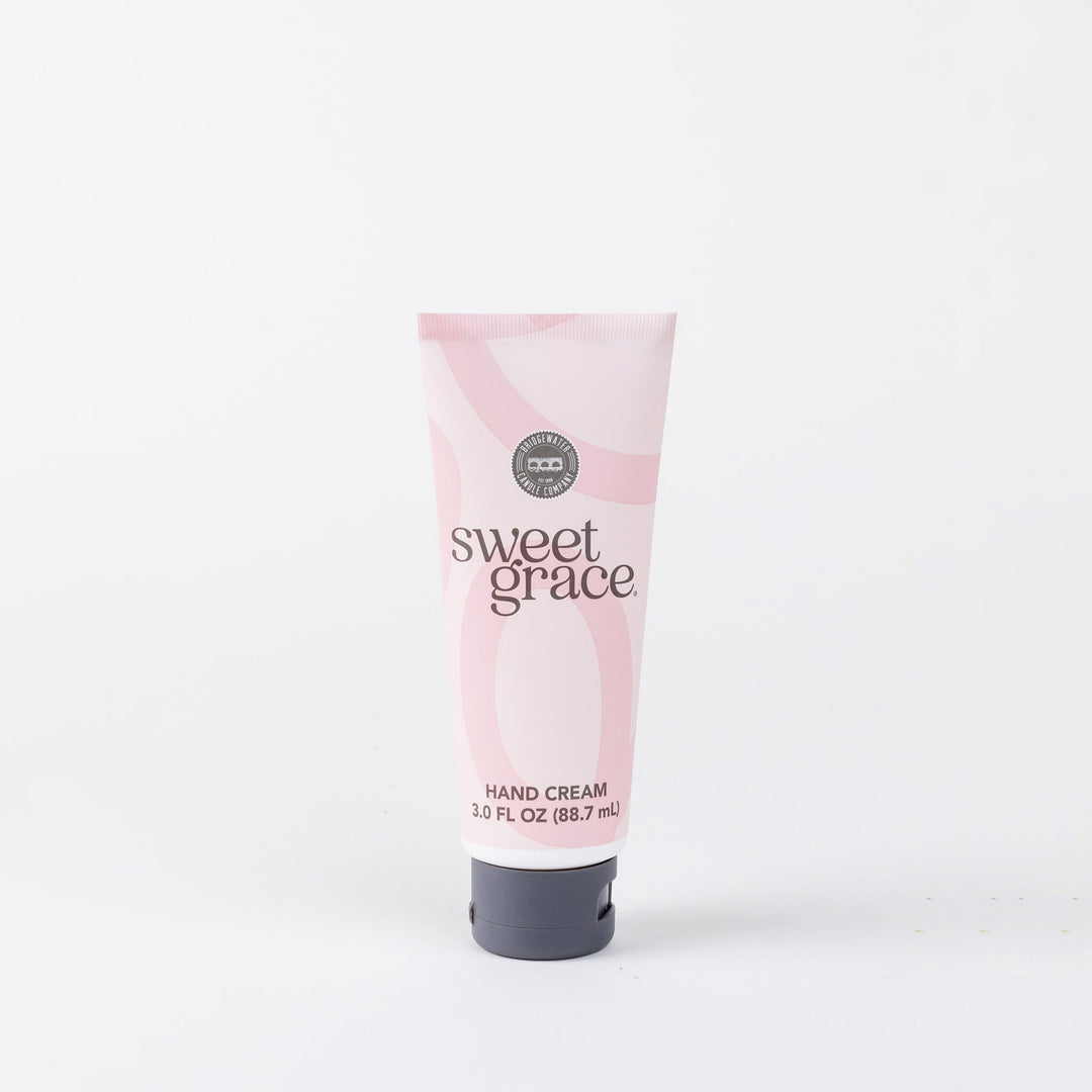 Sweet Grace Hand Cream, shea butter lotion, 3.0 fl oz (88.7 ml), light pink design, black cap.