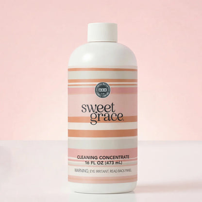 Sweet Grace Cleaning Concentrate, 16 fl oz (473 ml), with a pink and white striped label.