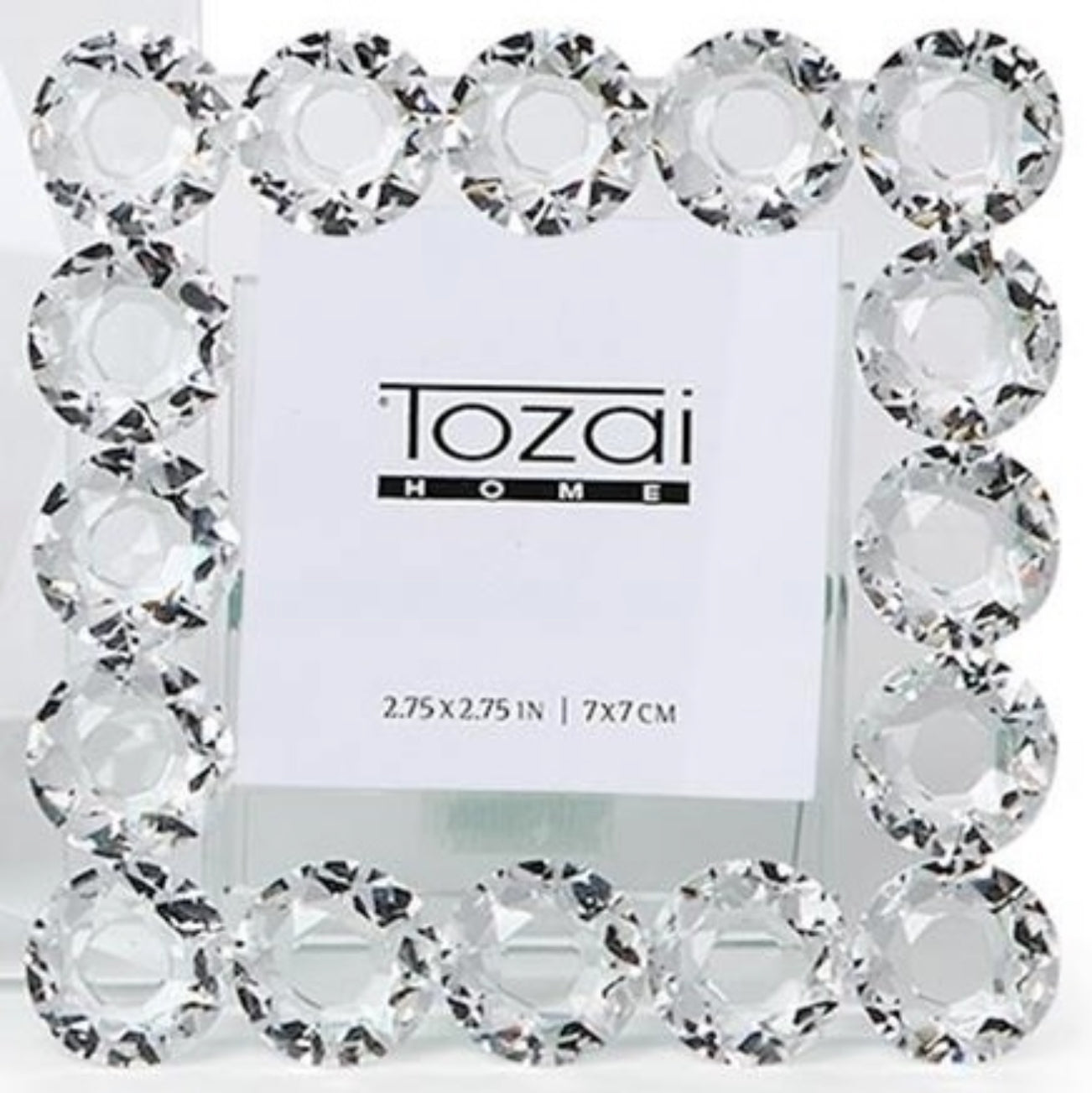 Square Brilliant Cut Crystal Frame with cut glass border, fits 2.75 x 2.75 in (7 x 7 cm) photos, "Tozai Home" card included.