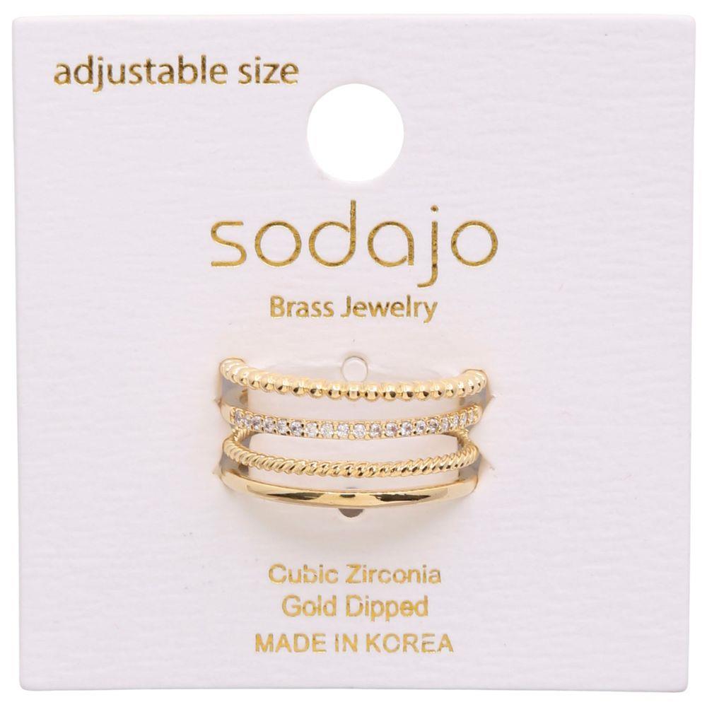 Sodajo CZ Gold Dipped Adjustable Ring