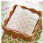 Scalloped Edge Cocktail Napkin Holder, fits standard cocktail napkins. Available in small and large sizes.