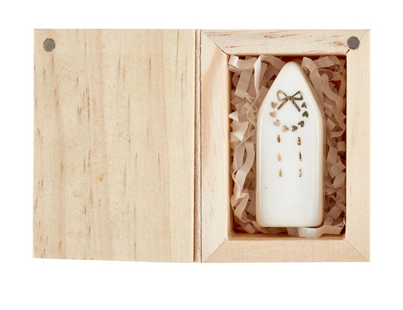 Ceramic Figurine Pine Wood Box