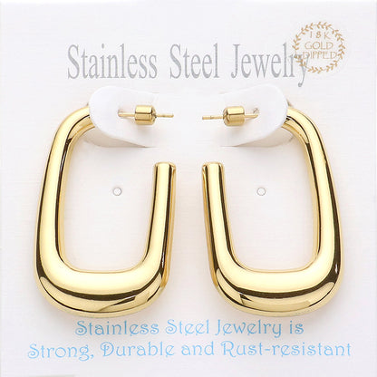 Stainless Steel Rectangle Hoop Earrings