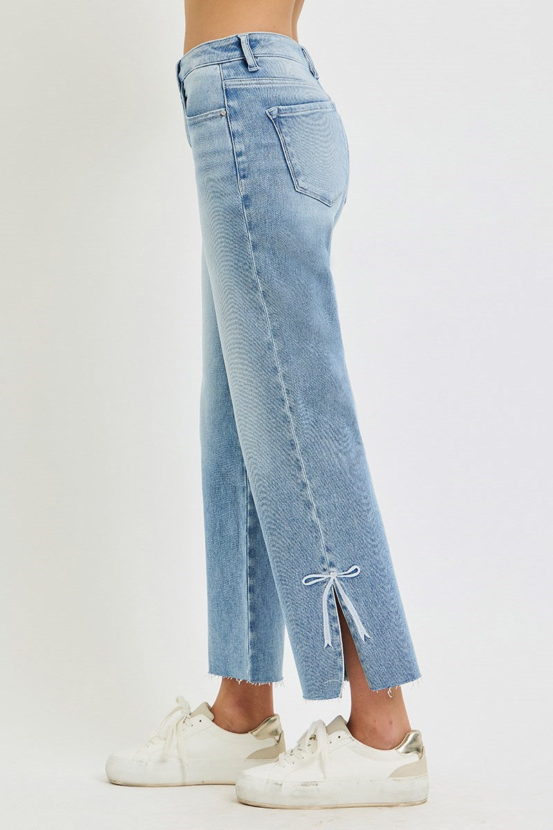 Risen Jeans Tummy Control Straight with Bow; available in sizes 24–32.
